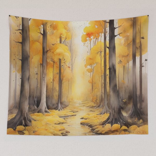Item preview, Yellow forest watercolor art designed and sold by shokA Design.