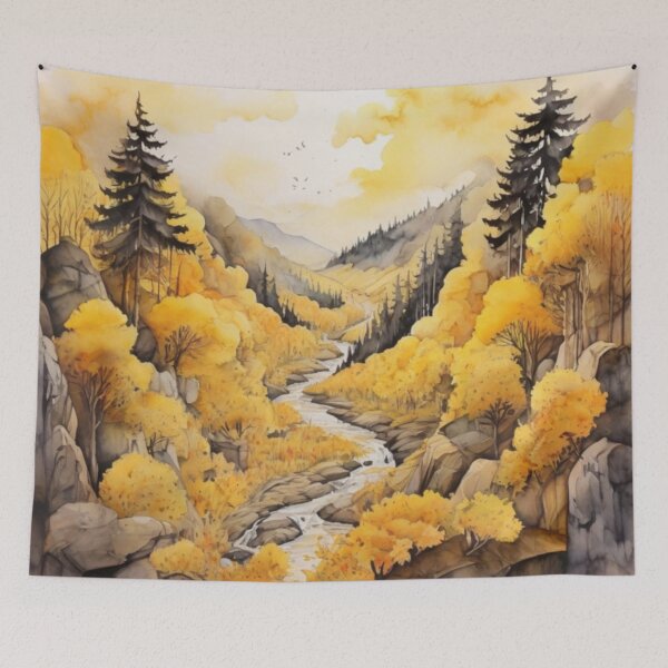 Item preview, Yellow forest watercolor art designed and sold by shokA Design.
