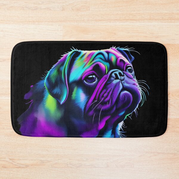 Item preview, Neon Glow: Pulsating Pug Portrait designed and sold by MillennialVibe.