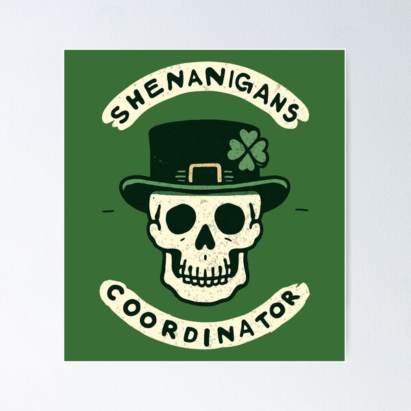 Item preview, Shenanigans Coordinator St Patrick's Day Skull designed and sold by CreepyCornerArt.