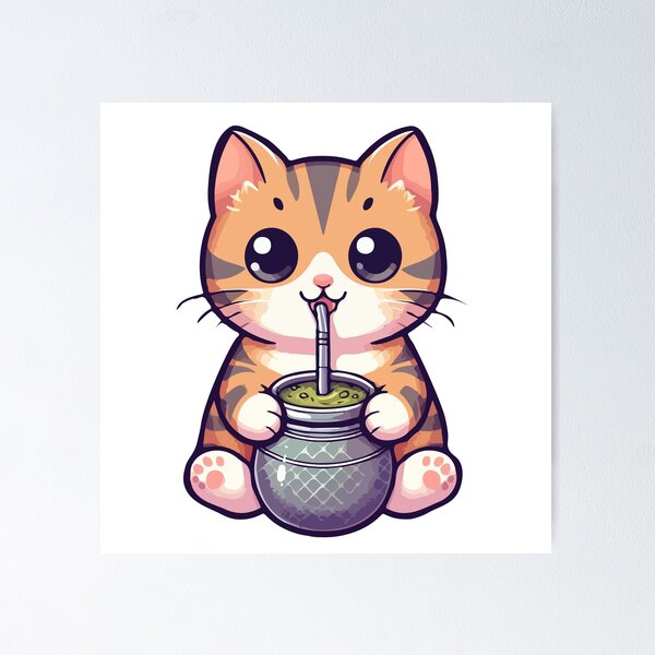 Item preview, Cute Cat Drink Yerba Mate designed and sold by Domiska.