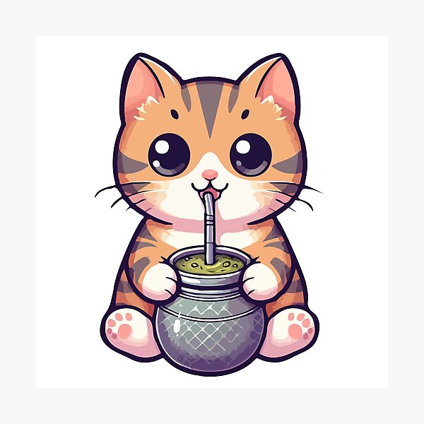 Item preview, Cute Cat Drink Yerba Mate designed and sold by Domiska.