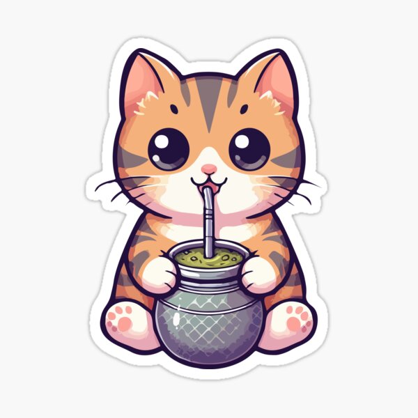 Vista previa del artículo con la obra «Lindo gato bebe yerba mate», diseñado y vendido por Domiska.