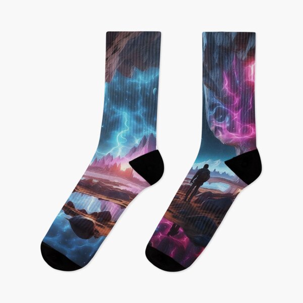 Item preview, Cosmic Nexus: Wanderer Between Celestial Fire and Tranquil Waters designed and sold by ArtComixHaven.