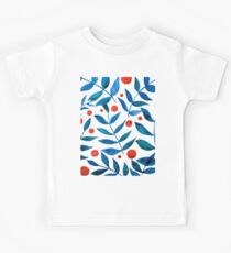 Watercolor berries and branches - orange and blue Kids Tee