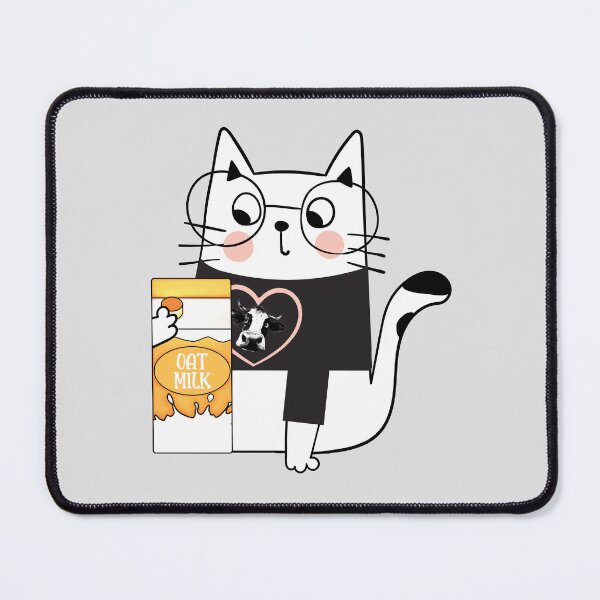 Item preview, Vegan Cat With Glasses Drinking Oat Milk Loves Cows designed and sold by wowwowmeow.