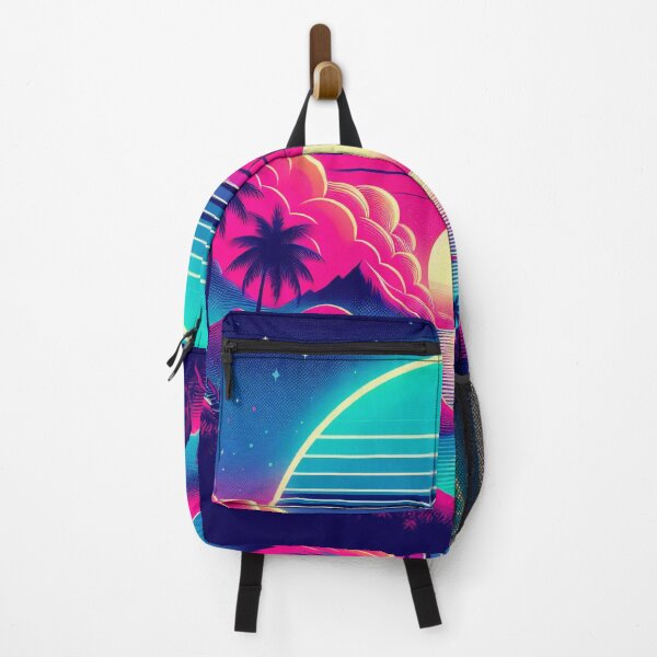 Item preview, Nostalgic retro futuristic Sunset Paradise illustration designed and sold by KOURCHAL ART.