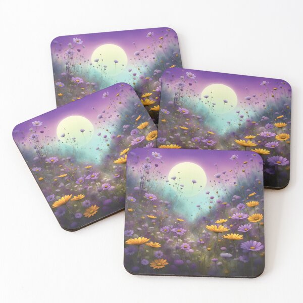 Item preview, Purple and yellow wildflowers with moon designed and sold by Coolparrotgirl.