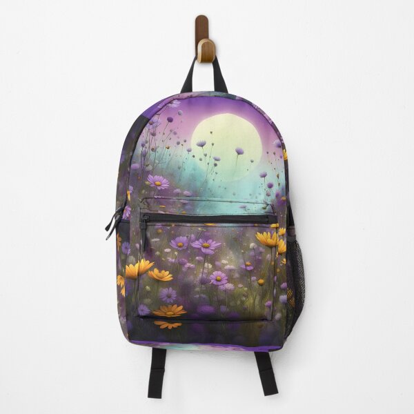 Item preview, Purple and yellow wildflowers with moon designed and sold by Coolparrotgirl.