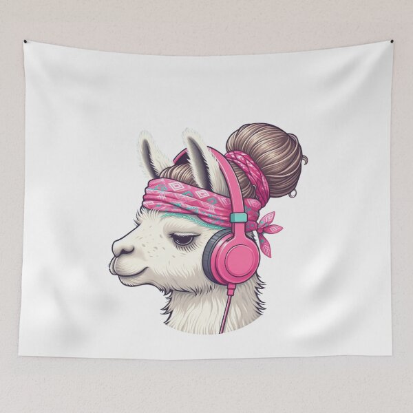 Item preview, llama with headphones designed and sold by Jemsruk.