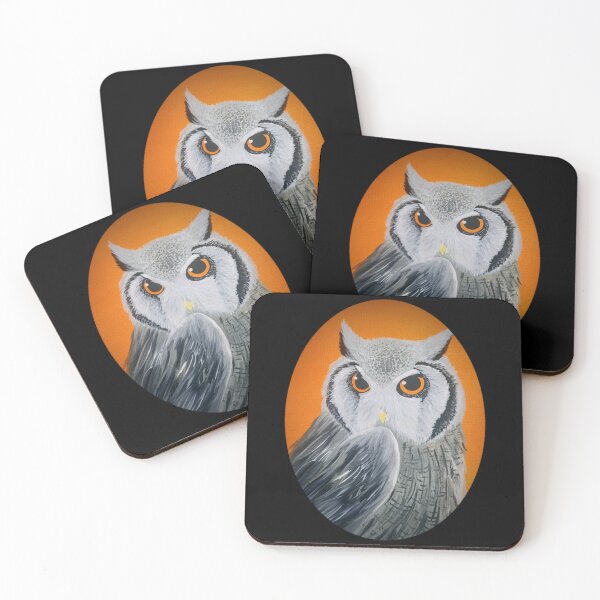 Item preview, White Faced Scops Owl Portrait designed and sold by Chillpinktea.