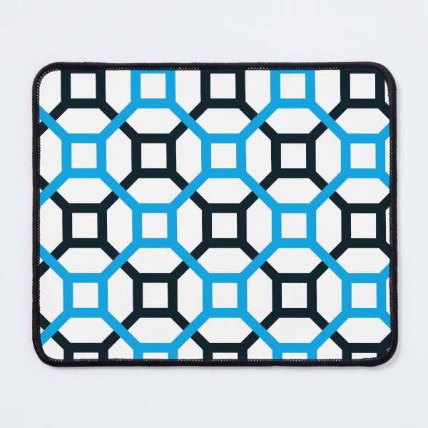 Item preview, Black White & Blue Square & Hexagon Geometry Consistent Collage designed and sold by Alchemy-A-La-G.