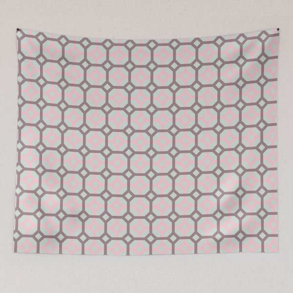 Item preview, Pink Purple & Grey Square & Hexagon Geometry Consistent Collage designed and sold by Alchemy-A-La-G.