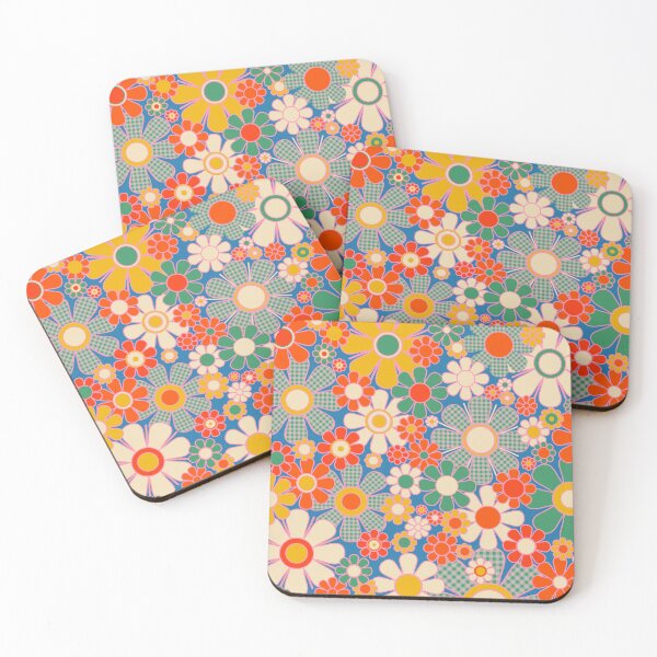 Item preview, Retro Garden Gingham Flowers Vivid 60s 70s Floral Pattern designed and sold by kierkegaard.