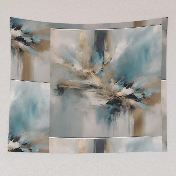 Item preview, Gold blue Splash abstract artpiece, reality designed and sold by Coolparrotgirl.