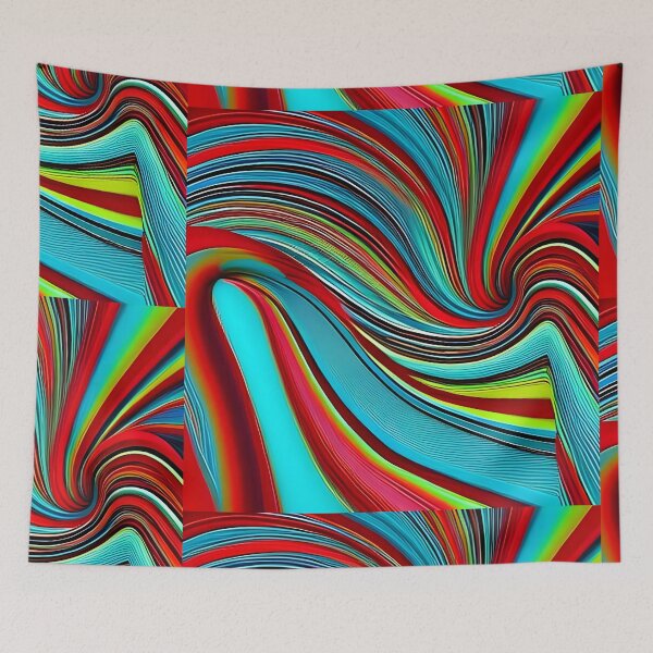 Artikelvorschau, Grüne blaue Linien abstraktes Kunstwerk, Realität entworfen und verkauft von Coolparrotgirl.