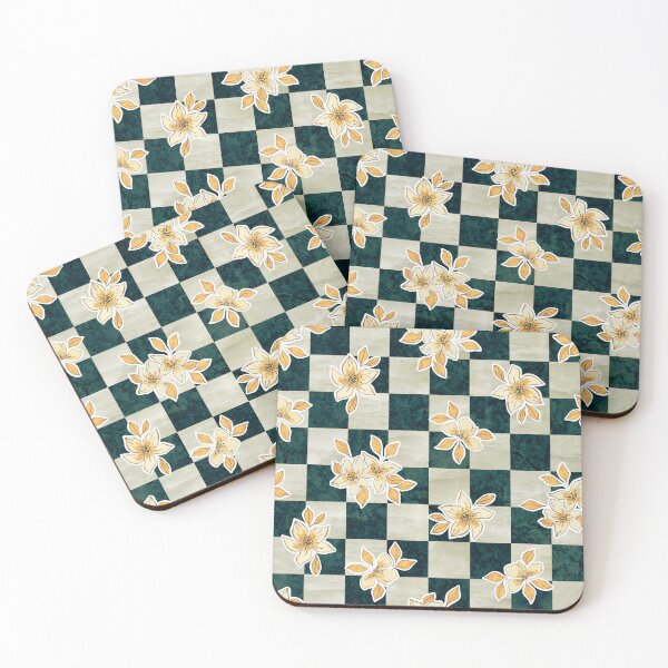 Item preview, Yellow Flowers on a Checkerboard Background designed and sold by SpiralBalloon.