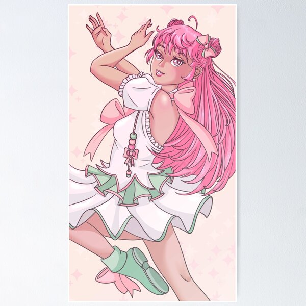 Item preview, Magical Girl with Pink Hair Cutecore Pinkcore kawaii Art  designed and sold by HoneyLoveCity.