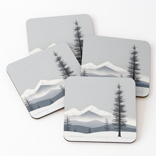 Item preview, Minimal pine trees and snowy mountains designed and sold by Neeshki.