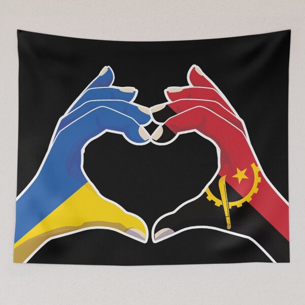 Item preview, Angola Angolan Ukraine Ukrainian Love Heart Peace designed and sold by FlagX.
