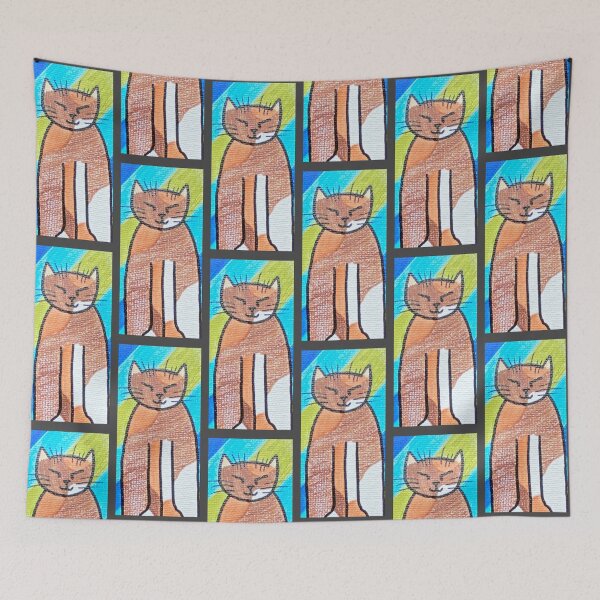 Item preview, Diagonal Stripe Cat #4 designed and sold by ErinBrieArt.