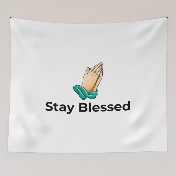 Item preview, Stay Blessed Christian Design with Black Text and Brown prayer hands with green wristband designed and sold by Bo Christian  Merch.