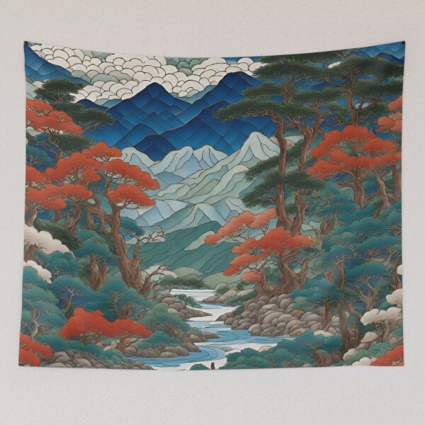 Item preview, Chinese cloisonne river landscape designed and sold by Neeshki.