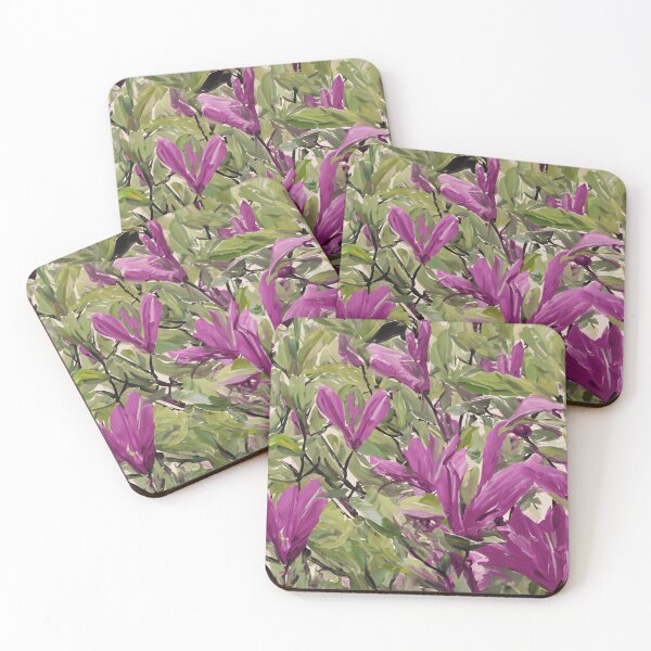 Item preview, Purple magnolia flowers - oil art designed and sold by crumbs-of-life.