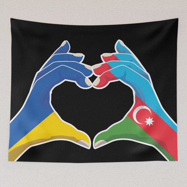 Item preview, Azerbaijan Azerbaijani Ukraine Ukrainian Love Heart Peace designed and sold by FlagX.
