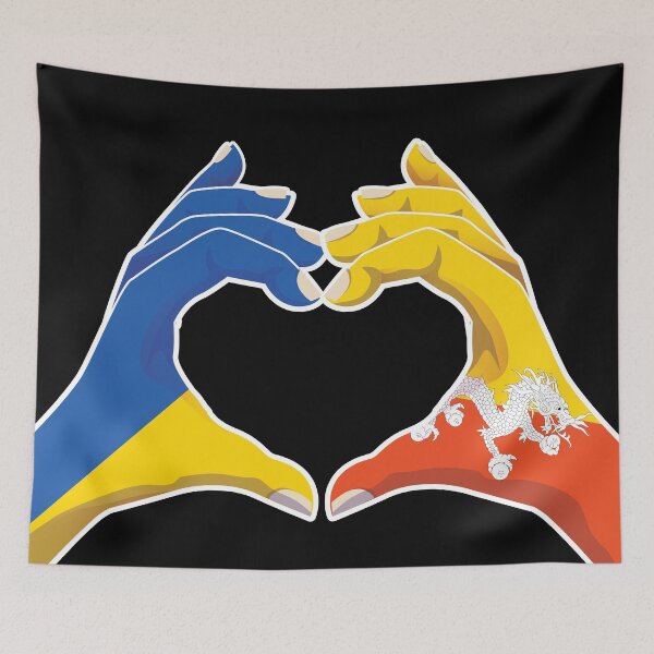 Item preview, Bhutan Bhutanese Ukraine Ukrainian Love Heart Peace designed and sold by FlagX.