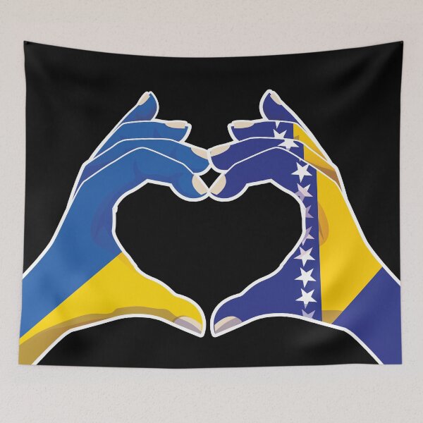 Item preview, Bosnia Bosnian Ukraine Ukrainian Love Heart Peace designed and sold by FlagX.