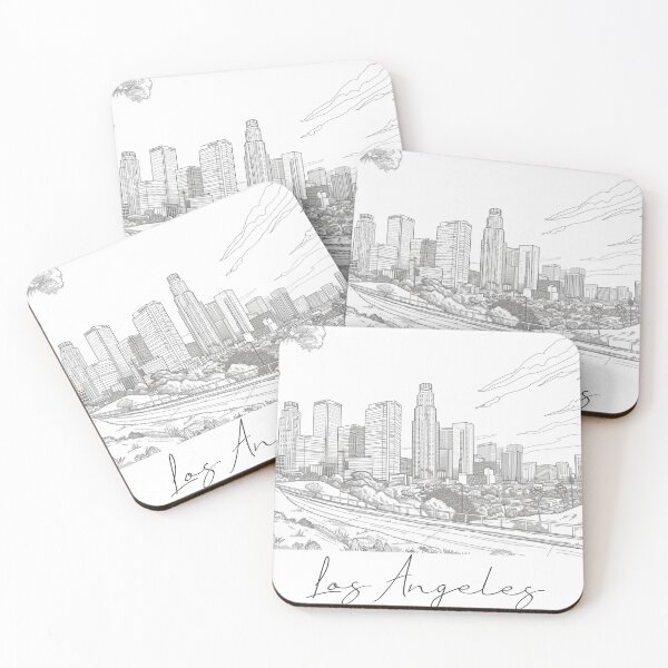 Item preview, Los Angeles Cityscape View Line art designed and sold by PrintsByVickson.