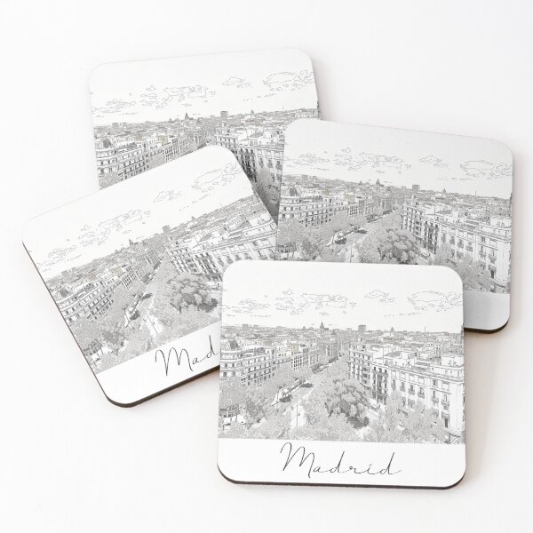 Item preview, Madrid Cityscape View Line art designed and sold by PrintsByVickson.