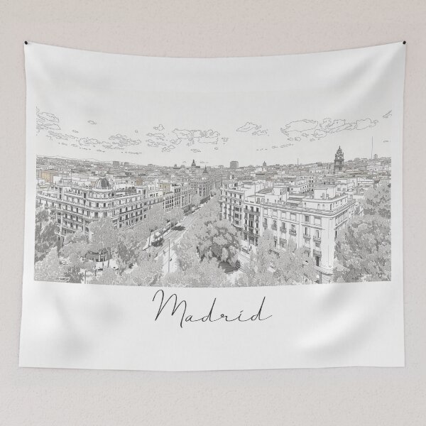 Item preview, Madrid Cityscape View Line art designed and sold by PrintsByVickson.