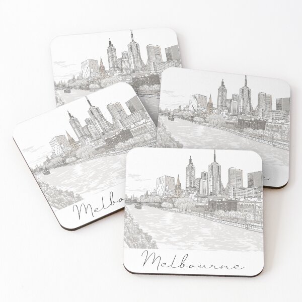 Item preview, Melbourne Cityscape View Line art designed and sold by PrintsByVickson.
