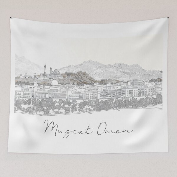 Item preview, Muscat Oman Cityscape View Line art designed and sold by PrintsByVickson.