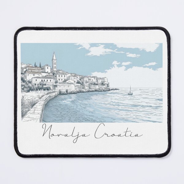 Item preview, Novalja Croatia Cityscape View Line art View 2 designed and sold by PrintsByVickson.