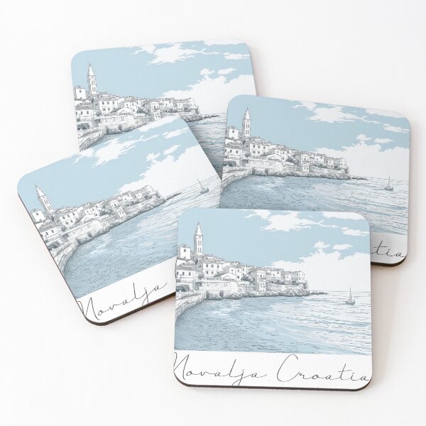 Item preview, Novalja Croatia Cityscape View Line art View 2 designed and sold by PrintsByVickson.