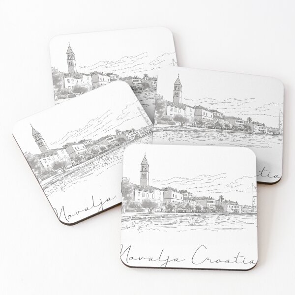 Item preview, Novalja Croatia Cityscape View Line art View designed and sold by PrintsByVickson.