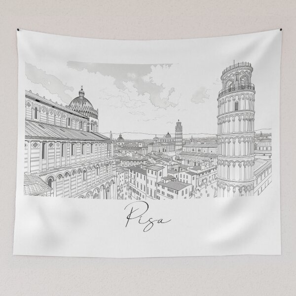 Item preview, Pisa Cityscape View Line art View designed and sold by PrintsByVickson.