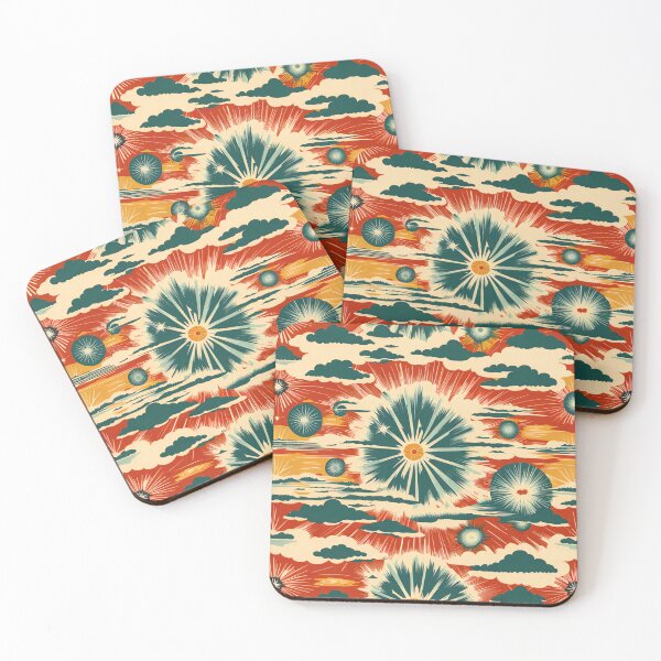 Item preview, More atomic starbursts on red designed and sold by Joanne Walsh.