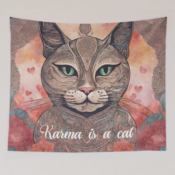 Item preview, Karma Is A Cat, Cute Cat Cartoon Gifts For Cat Lovers  designed and sold by Cuteanimalgifts.