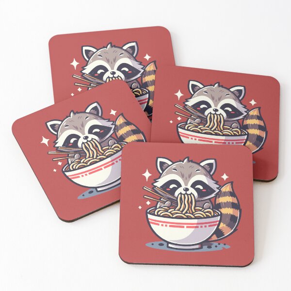 Item preview, Cozy Raccoon Noodle Feast - Cute Animal Art designed and sold by Designowner.