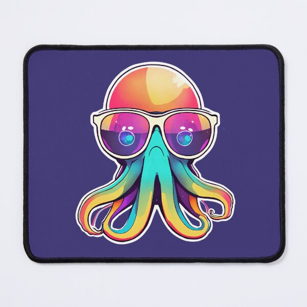 Item preview, illustration of a cute grumpy octupus wearing glasses designed and sold by Cosmicreations1.