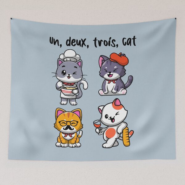 Item preview, Un deux trois cat - cute French cats (on light colors) designed and sold by messy-nessie.