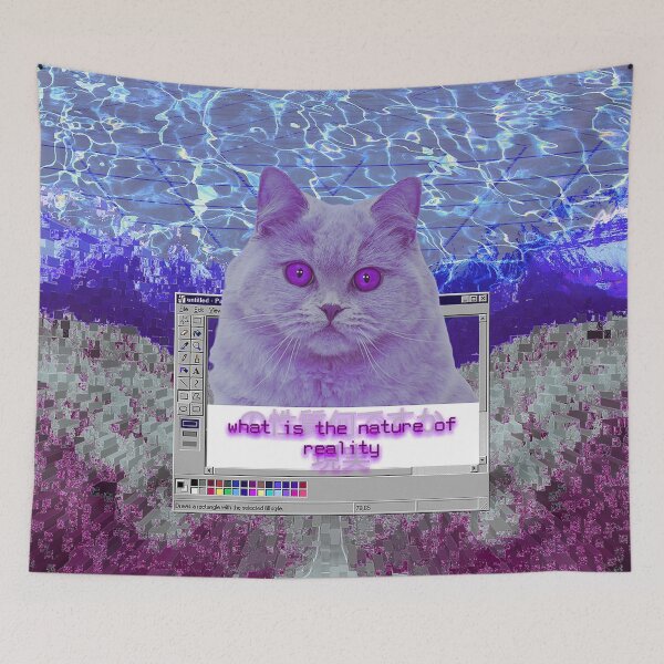 Item preview, Cute Japanese Cat Vaporwave Aesthetic Questioning Life and Reality  designed and sold by SusurrationStud.
