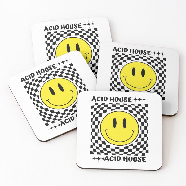 Item preview, ACID HOUSE  - Checker Smiley (Black)  designed and sold by Discothreadz.