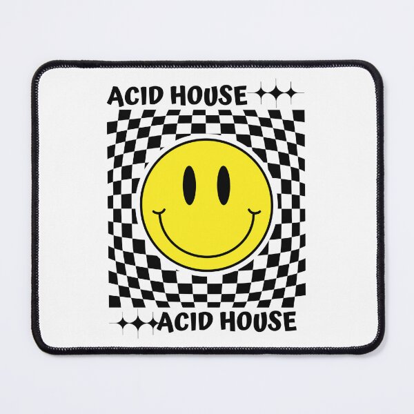 Item preview, ACID HOUSE  - Checker Smiley (Black)  designed and sold by Discothreadz.