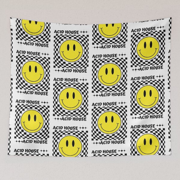 Item preview, ACID HOUSE  - Checker Smiley (Black)  designed and sold by Discothreadz.