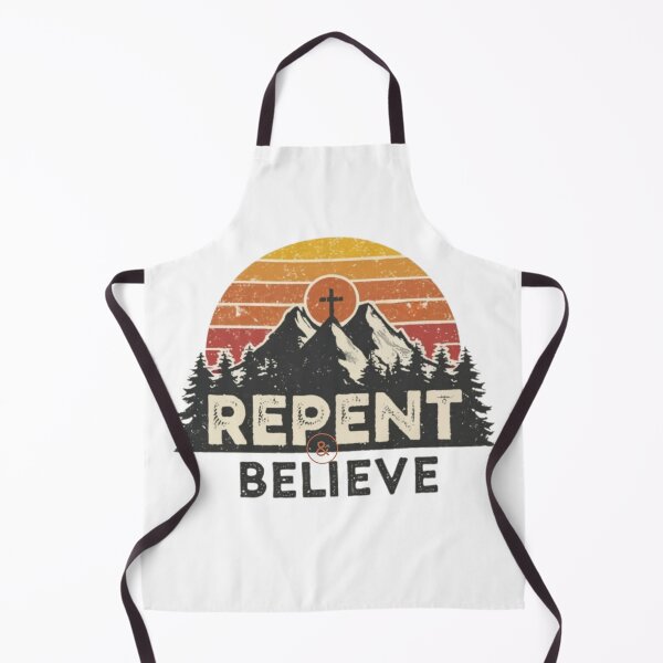 Artikelvorschau, Buße tun und glauben, Kreuz, Berge und Bäume Kunst entworfen und verkauft von Faithloveshop.
